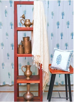 OJARIYA Handwoven Organic Cotton Premium Handloom Cream Sofa Throw Blanket  - Image 1