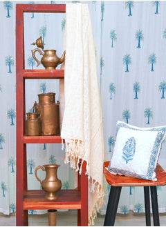 OJARIYA Handwoven Organic Cotton Premium Handloom Cream Sofa Throw Blanket  - Image 2