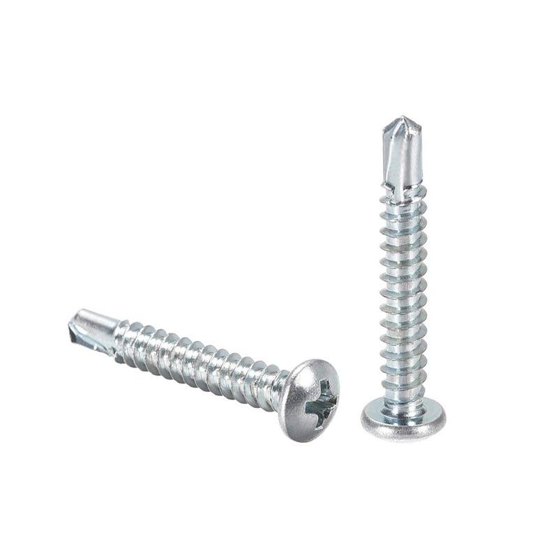 مسامير فوسفاتية ذاتية التنصت من الصلب الكربوني المطلي بالزنك، رأس مسطح فيليبس، مقاس 10 × 2 بوصة، 100 قطعة - Image 2