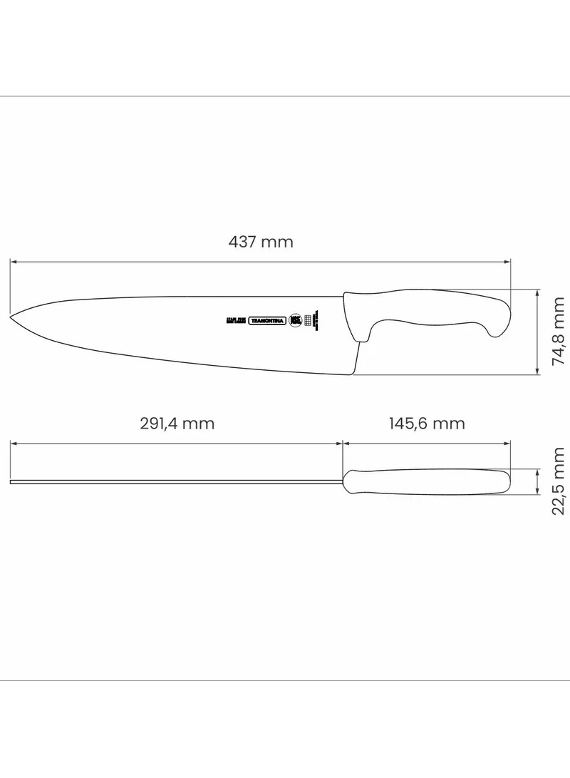 TRAMONTINA Tramontina Professional 12 Inches Meat Knife with Stainless Steel Blade and White Polypropylene Handle with Antimicrobial Protection