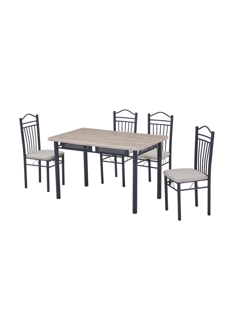 AFT 4-Seater Dining Table Set with 4 Chairs – Sonoma Oak Finish Top & Black Metal Frame, Compact Dining Room Furniture, Table Size 120×75×75 cm, Chair Size 38×37×90 cm - Image 4