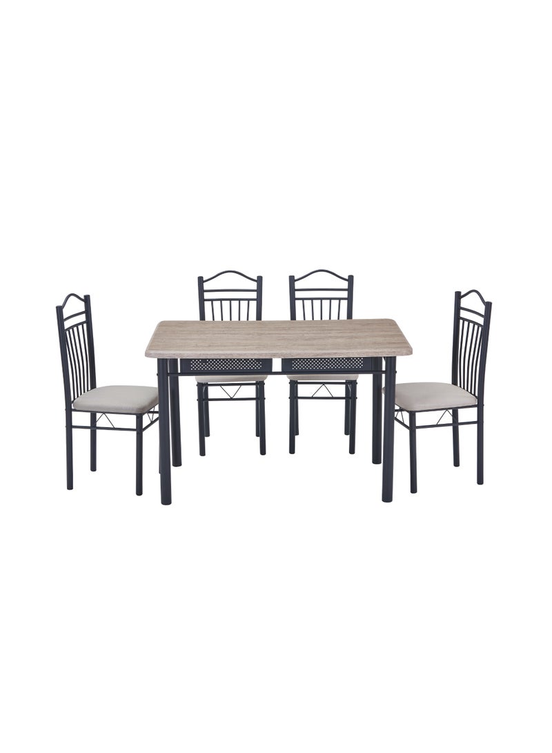 AFT 4-Seater Dining Table Set with 4 Chairs – Sonoma Oak Finish Top & Black Metal Frame, Compact Dining Room Furniture, Table Size 120×75×75 cm, Chair Size 38×37×90 cm - Image 5