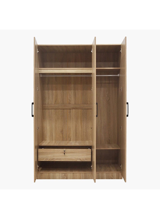Home Box - Oasis Cambridge 3-Door Wardrobe with Mirror and Drawer with Lock 55 x 190 x 120 cm - Image 1