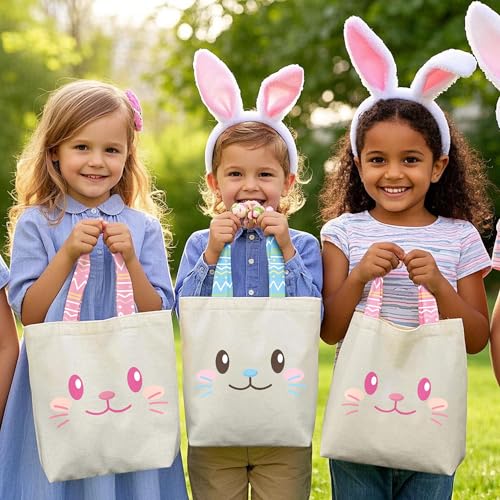 Party to Be Easter Canvas Bags for Kids Easter Bunny Bags for Girls Boys - Image 2