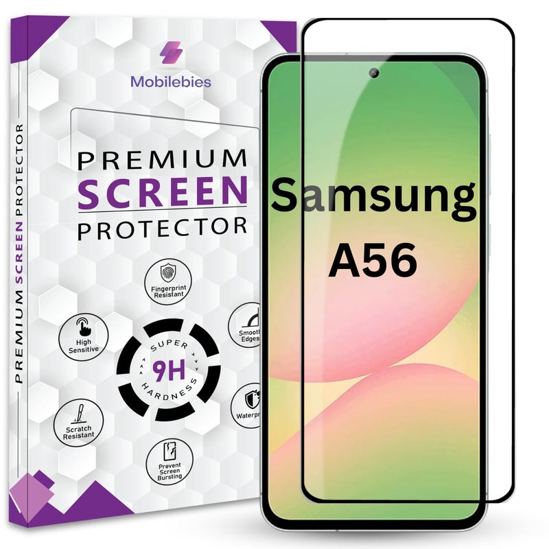 Mobilebies حماية شاشة زجاجية مقسّاة ممتازة لجهاز سامسونج A56 / سامسونج A36 (6.7 بوصة، عبوة من 1) | شفافة للغاية وتغطية من الحافة إلى الحافة مع مجموعة سهلة للتثبيت - Image 1
