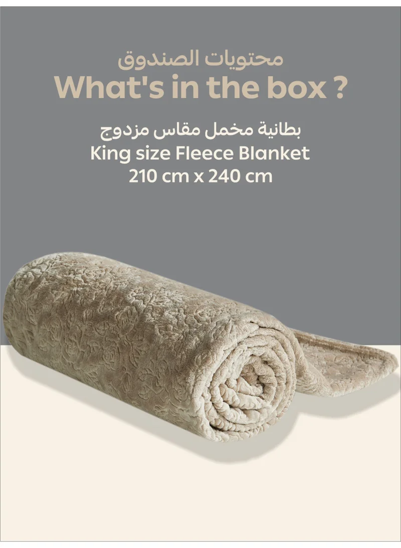 Donetella Fleece Blanket, King Size 210x240 cm, 300 GSM, Floral Texture - Lightweight Ultra Soft & Warm Solid Throw Blanket, Cozy for Sofa, Bed & Couch