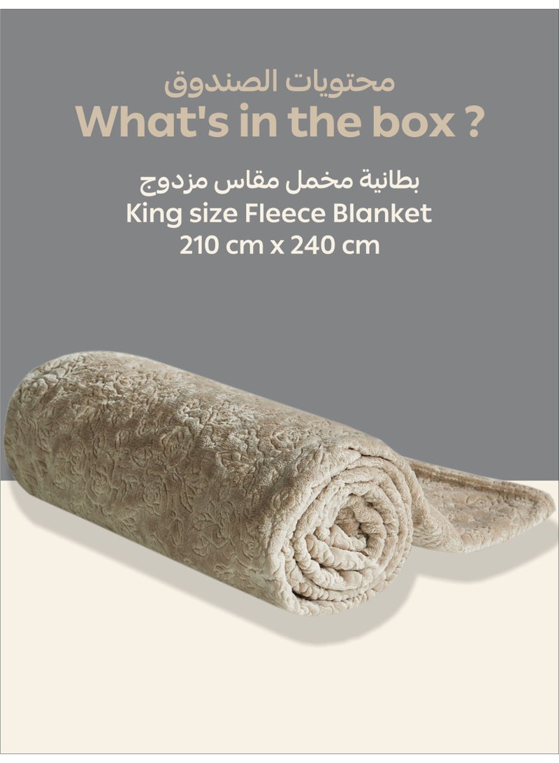 Donetella Fleece Blanket, King Size 210x240 cm, 300 GSM, Floral Texture - Lightweight Ultra Soft & Warm Solid Throw Blanket, Cozy for Sofa, Bed & Couch  - Image 3