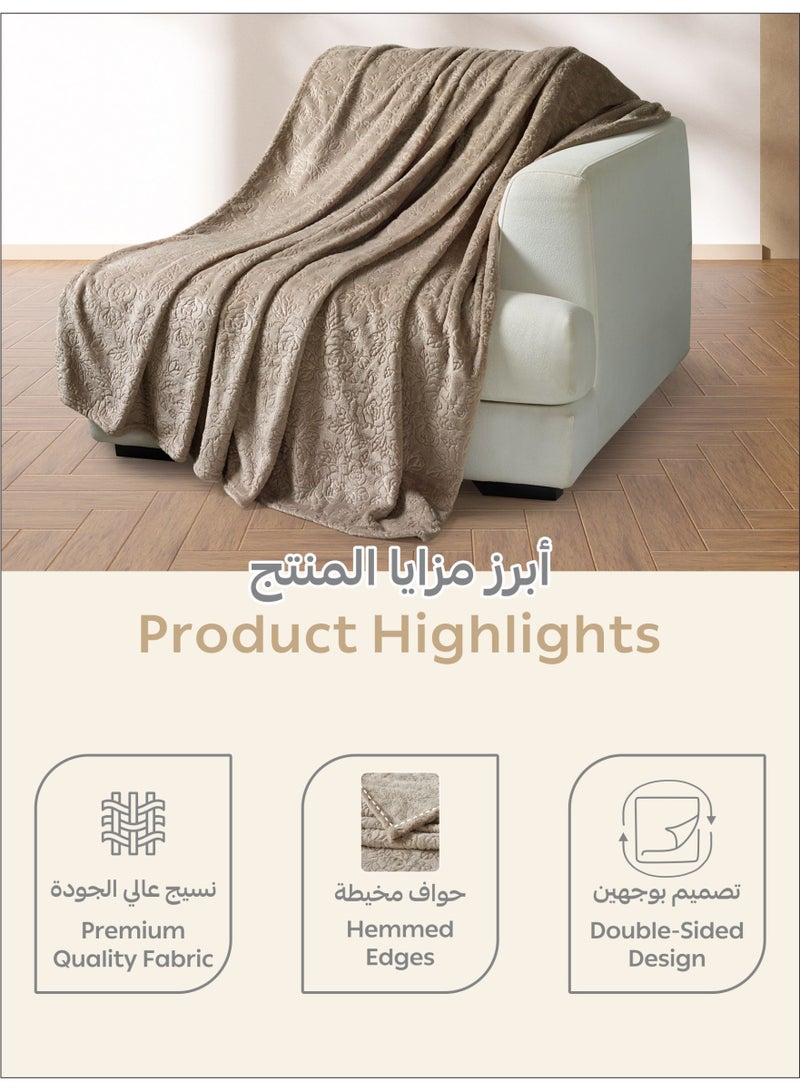 Donetella Fleece Blanket, King Size 210x240 cm, 300 GSM, Floral Texture - Lightweight Ultra Soft & Warm Solid Throw Blanket, Cozy for Sofa, Bed & Couch  - Image 4
