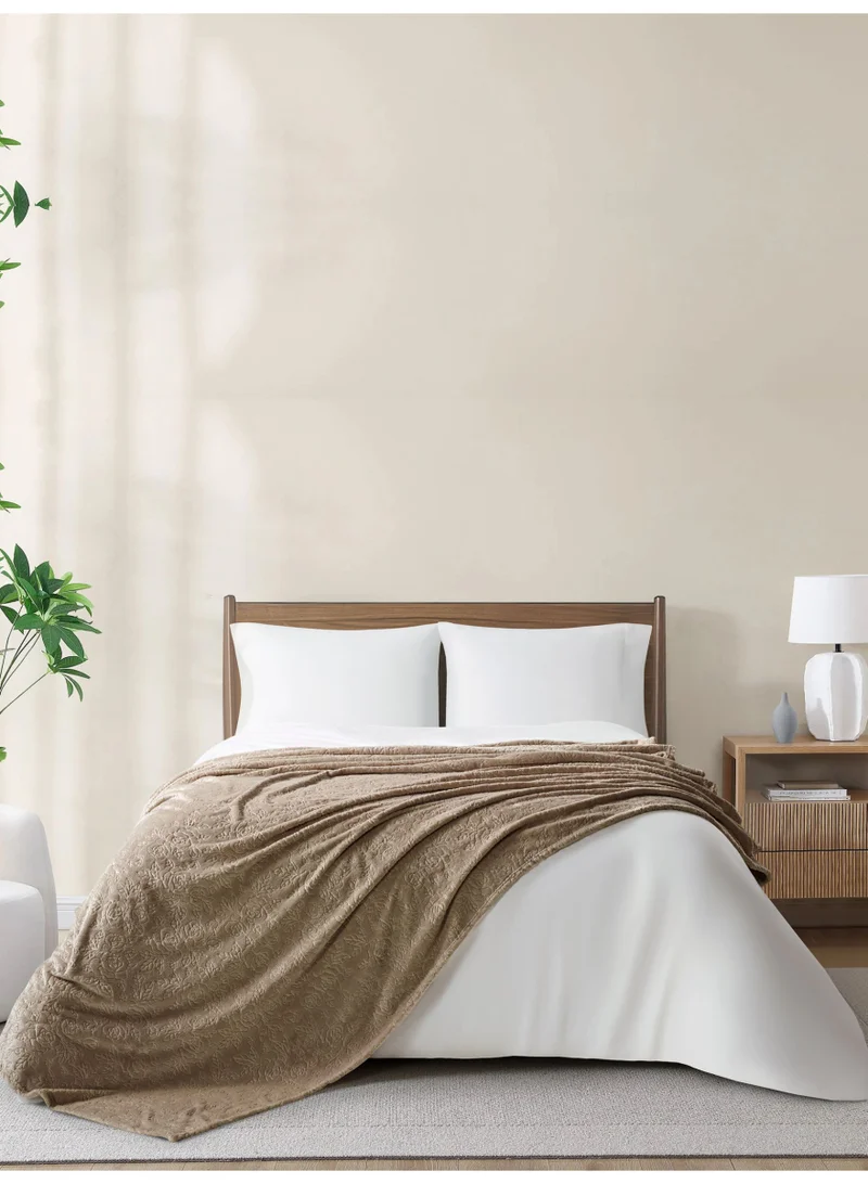 دوناتيلا بطانية صوف تصميم مشجر 210 × 240 سم تصميم انيق و فاخر أزرق