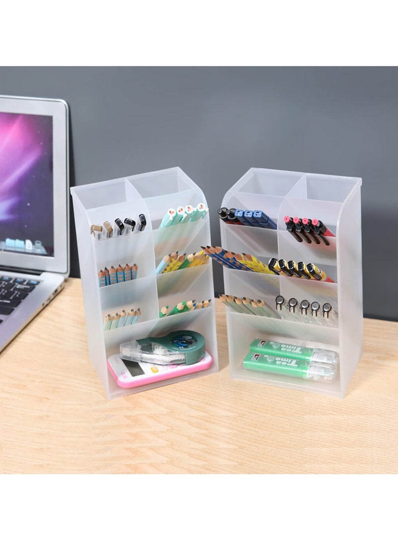 Zikra منظم أقلام 2 قطعة للمكتب، منظم بلاستيك للمكتب، حامل تخزين للأقلام، العلامات، أحمر الشفاه، الفرش، سعة كبيرة لوازم المكتب للمكتب، المدرسة، المنزل - Image 1