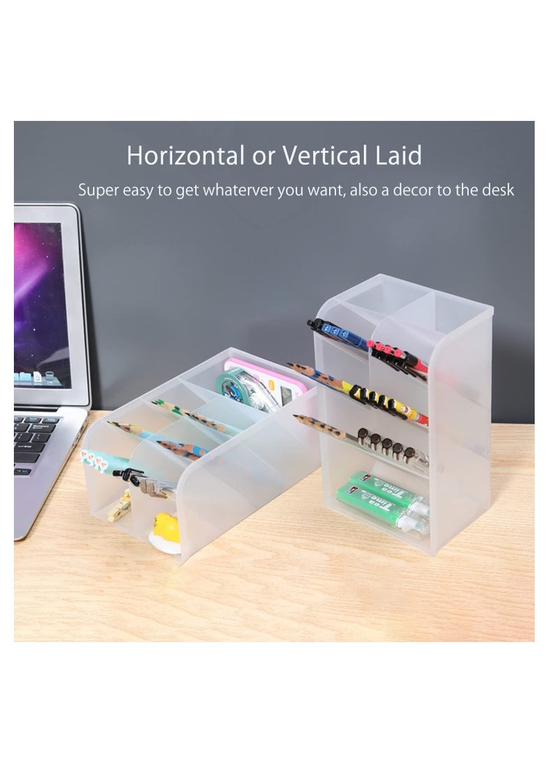 Zikra منظم أقلام 2 قطعة للمكتب، منظم بلاستيك للمكتب، حامل تخزين للأقلام، العلامات، أحمر الشفاه، الفرش، سعة كبيرة لوازم المكتب للمكتب، المدرسة، المنزل - Image 3