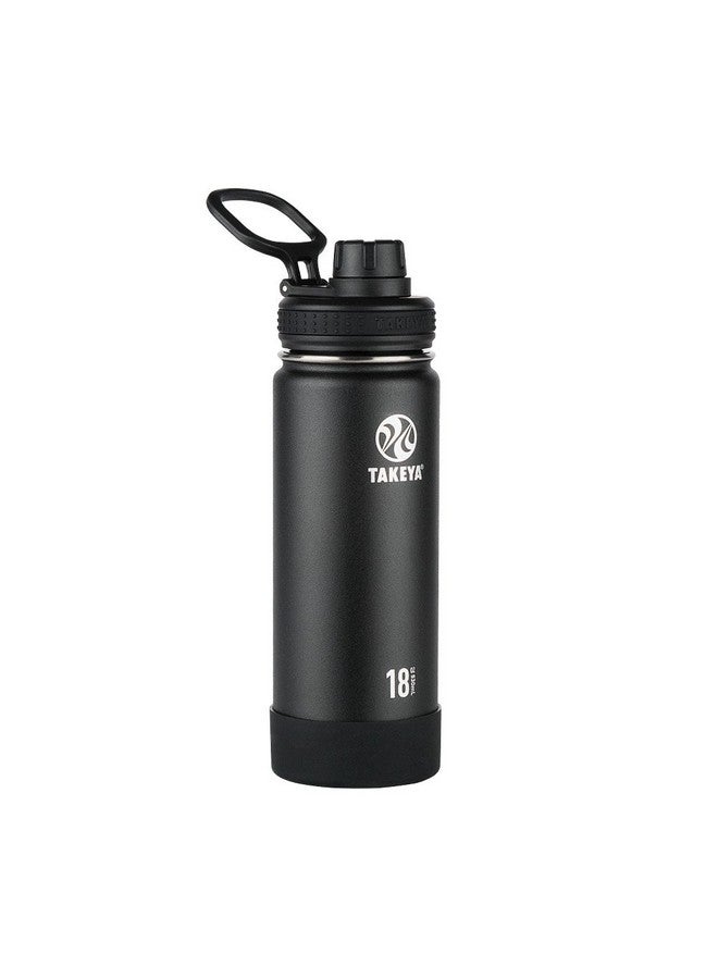 Takeya Actives Insulated Stainless Steel Water Bottle with Spout Lid, 18 Ounce, Onyx - Image 1