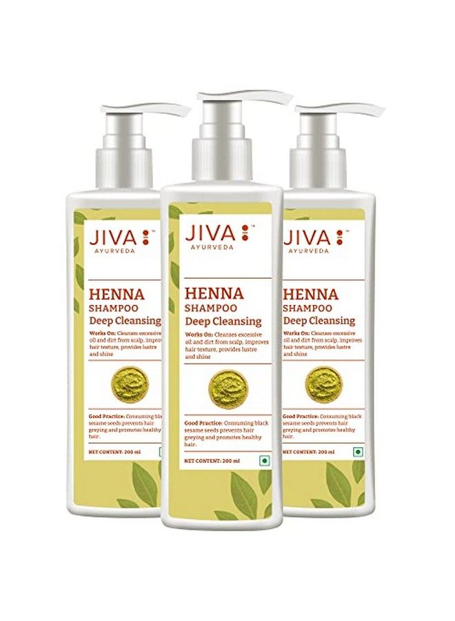 Jiva Henna Shampoo 200 Ml Pack Of 3 For All Hair Types Natural Cleanser For Long Healthy And Strong Hair - Image 1