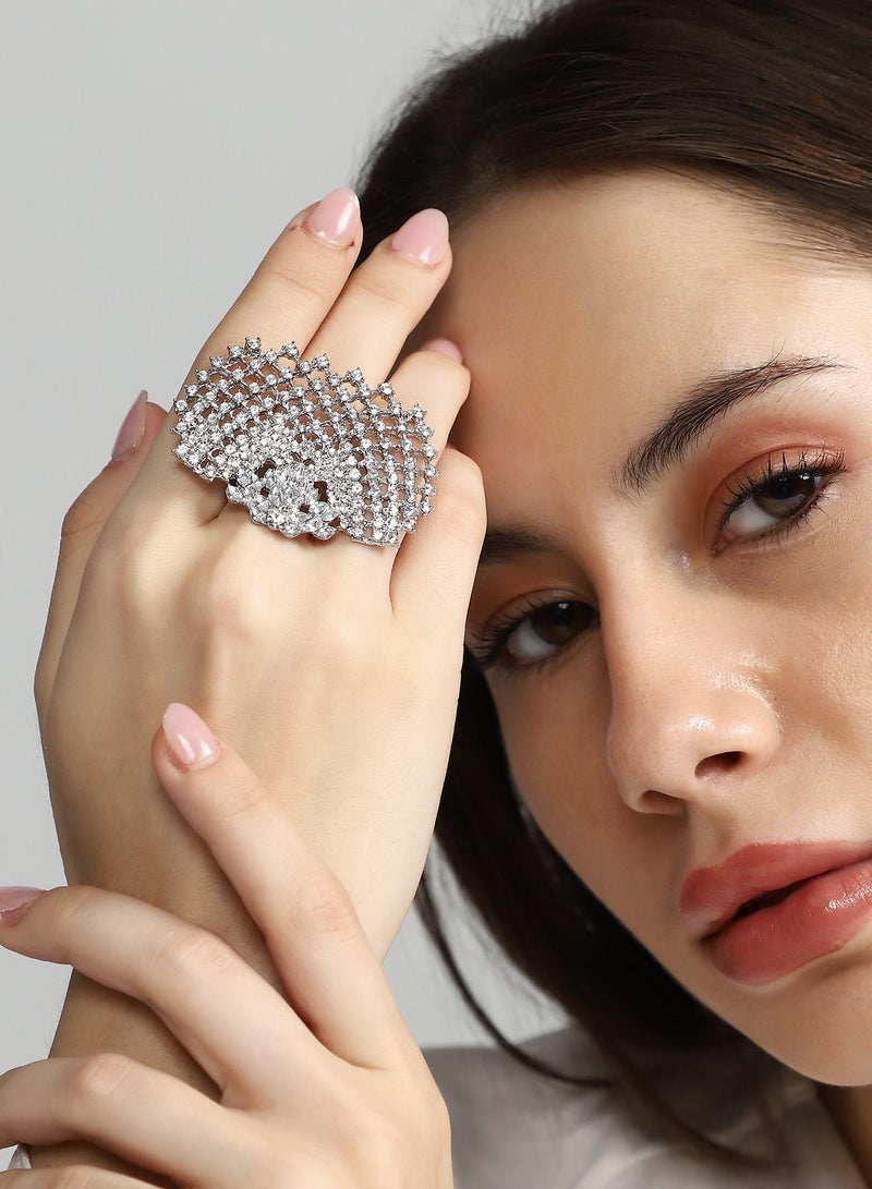 SOHI SOHI Women's The Bling-Butterfly Statement Ring For Party Wear | Crystal  Colour | Alloy Material | Adjustable Closure | Artificial Stone Ring | Statement Ring For Women & Girls  - Image 3