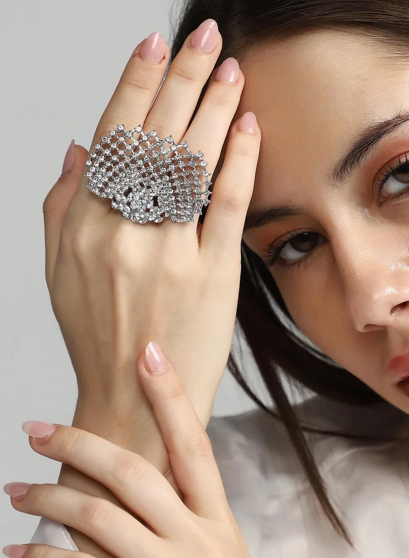 SOHI SOHI Women's The Bling-Butterfly Statement Ring For Party Wear | Crystal  Colour | Alloy Material | Adjustable Closure | Artificial Stone Ring | Statement Ring For Women & Girls