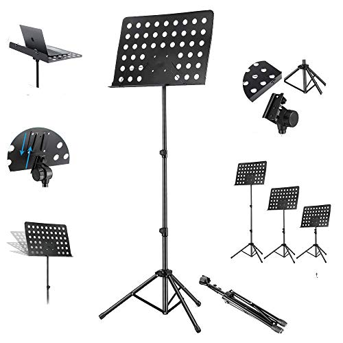 Corslet Foldable Music/Notation Stand Sheet Adjustable Light Weight Notation Stand with Music Sheet Clip Holder Tripod Base For Books Notes Violins Lyrics Stand - Image 1