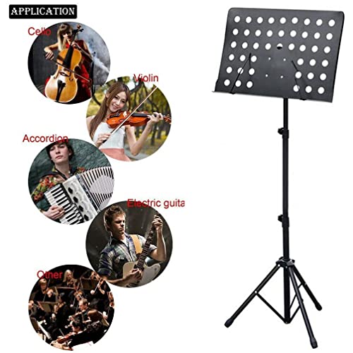 Corslet Foldable Music/Notation Stand Sheet Adjustable Light Weight Notation Stand with Music Sheet Clip Holder Tripod Base For Books Notes Violins Lyrics Stand - Image 3