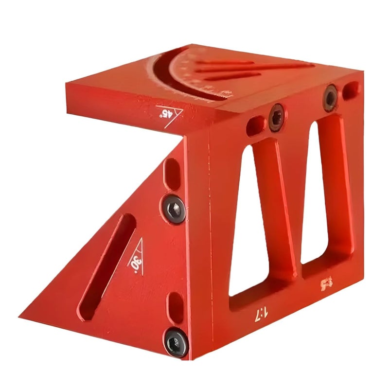 1.8 in and 45 cm Side 3D Multi Angle Measuring Ruler, with Aluminum Alloy, Red, Woodworking Square Protractor, Angle Finder, for 45° 90° Angle - Image 1