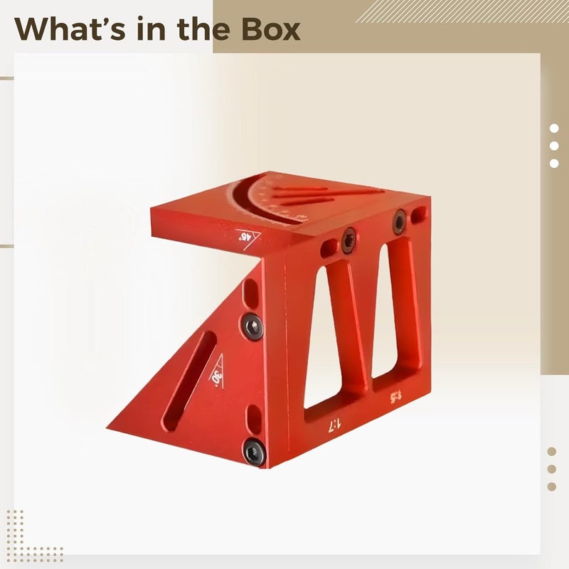 1.8 in and 45 cm Side 3D Multi Angle Measuring Ruler, with Aluminum Alloy, Red, Woodworking Square Protractor, Angle Finder, for 45° 90° Angle - Image 5