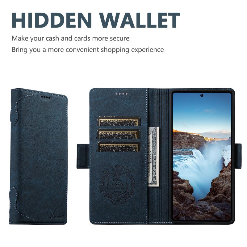 Suteni For Samsung Galaxy S22 Ultra 5G Suteni J07 Multifunctional Horizontal Flip Magsafe Leather Phone Case(Blue) - Image 2