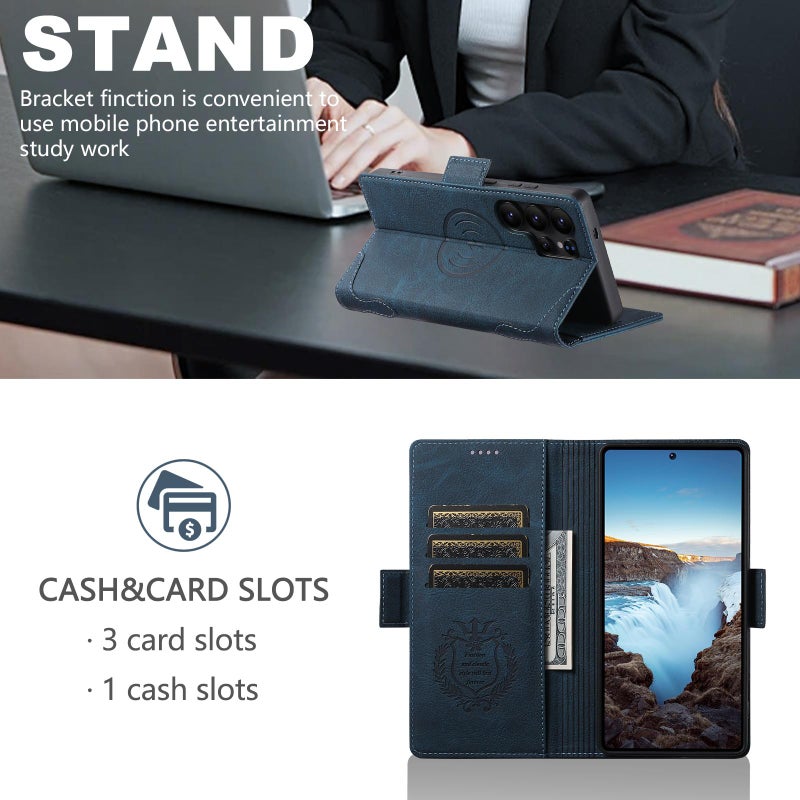 Suteni For Samsung Galaxy S22 Ultra 5G Suteni J07 Multifunctional Horizontal Flip Magsafe Leather Phone Case(Blue) - Image 5