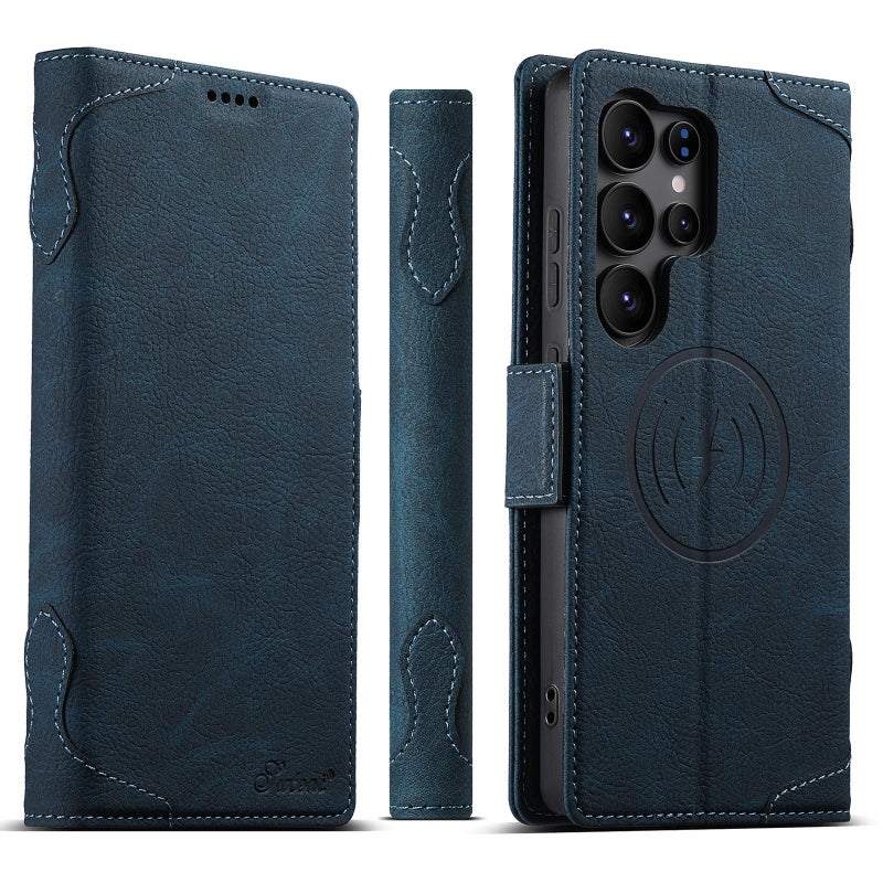 Suteni For Samsung Galaxy S22 Ultra 5G Suteni J07 Multifunctional Horizontal Flip Magsafe Leather Phone Case(Blue) - Image 1