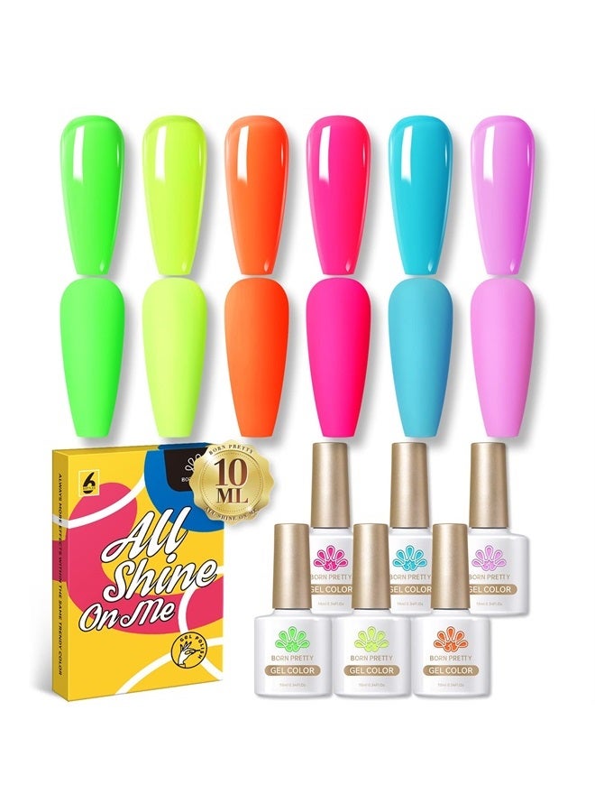 Born Pretty Neon Gel Nail Polish Set Fluorescent Gel polish Orange Hot Pink Blue Yellow Green Purple Vibrant Spring Summer Gel Polish Soak Off UV LED Gel Nail Polish Nail Art Manicure 6PCS 10ML - Image 1