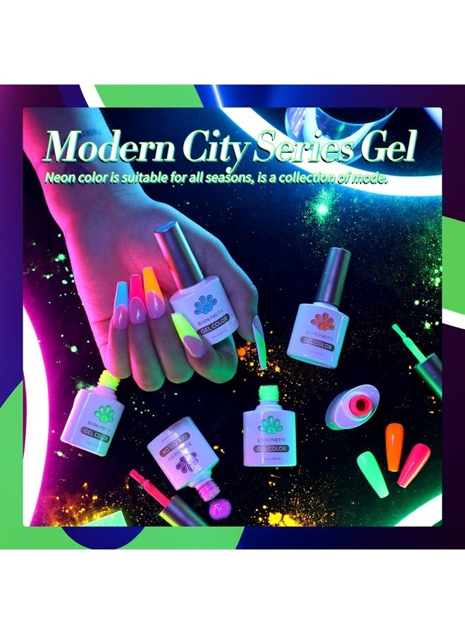 Born Pretty Neon Gel Nail Polish Set Fluorescent Gel polish Orange Hot Pink Blue Yellow Green Purple Vibrant Spring Summer Gel Polish Soak Off UV LED Gel Nail Polish Nail Art Manicure 6PCS 10ML - Image 4
