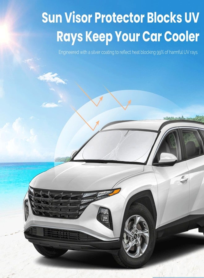 INSAUTO Custom Fit Tucson Windshield Sunshade for Hyundai Tucson 2022-2026 Front Window Retractable Shades Cover for Windshield Sun Visor Protector 210T Reflector Blocks UV Rays Cooler Car Accessories - Image 5