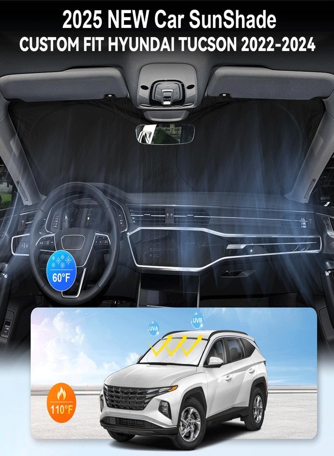 INSAUTO Custom Fit Tucson Windshield Sunshade for Hyundai Tucson 2022-2026 Front Window Retractable Shades Cover for Windshield Sun Visor Protector 210T Reflector Blocks UV Rays Cooler Car Accessories - Image 4
