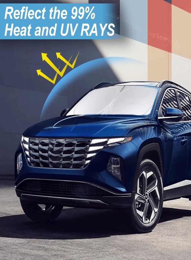 INSAUTO Custom Fit Tucson Windshield Sunshade for Hyundai Tucson 2022-2026 Front Window Retractable Shades Cover for Windshield Sun Visor Protector 210T Reflector Blocks UV Rays Cooler Car Accessories - Image 2