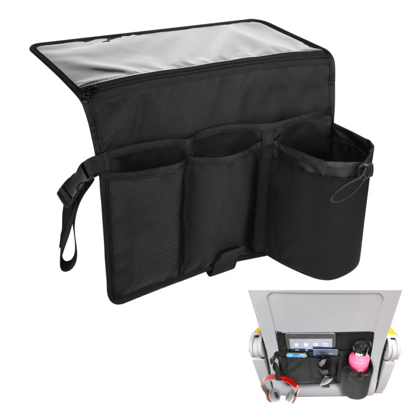Cosmos Airplane Seatback Organizer Flight Travel Essentials Seat Back Storage Bag Airline Seat Hanging Pockets for Tablet, Magazines, Phone and Water Bottle | Keep Personal Items Clean & Organized - Image 1