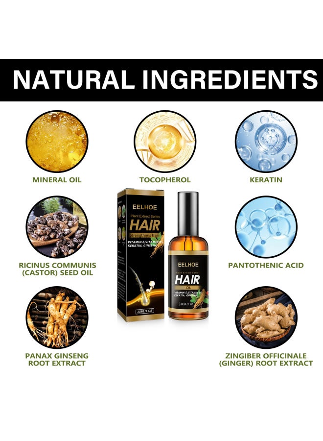 EELHOE Ginger Hair Care Essential Oil Mild Ingredients Moisturizing Hair Tail Soft Hair Ginger Essence Hair Care Oil - Image 3