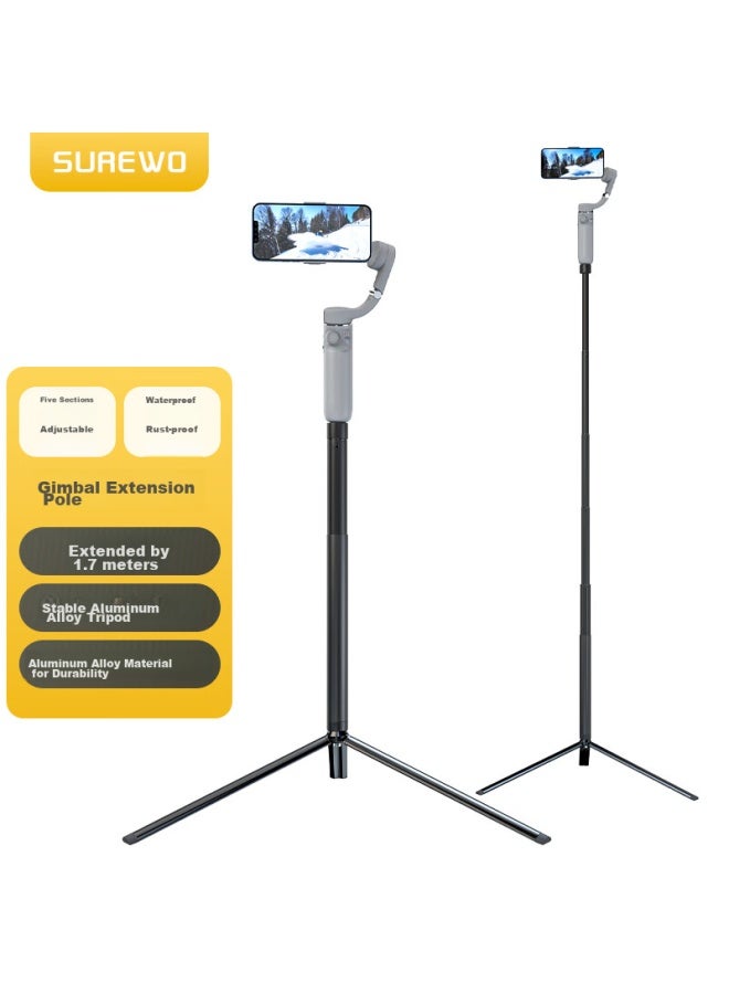 SUREWO Surewo Aluminum Alloy Extension Rod Compatible With Dji Osmo Mobile 6, Osmo Om5 Tripod, Handheld Gimbal, Zhichunfeiyu Claw, Smartphone Anti-shake Stabilizer Bracket  - Image 1