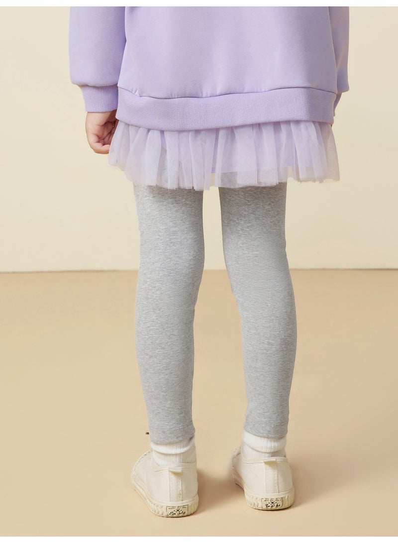 ميني بالا بنطلون ضيق مطاطي فائق النعومة للفتيات، لطيف على البشرة، قابل للتهوية، تصميم بخصر مرتفع للراحة، متعدد الاستخدامات للارتداء اليومي والمدرسة ومواعيد اللعب، بنطلون أساسي غير رسمي للأطفال - Image 3