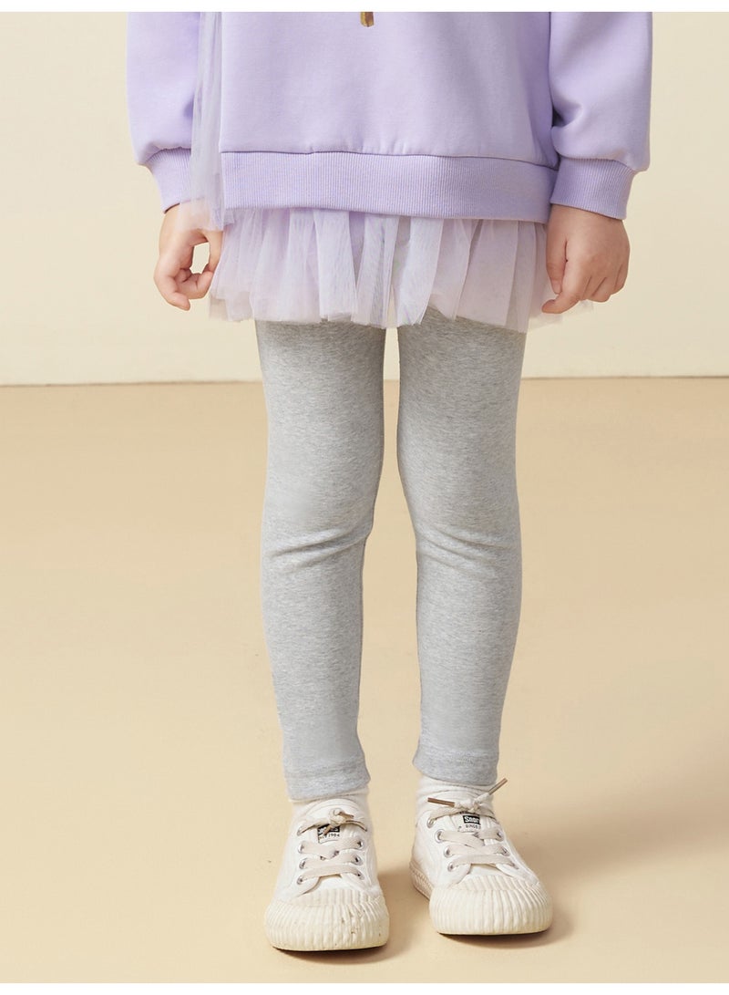 ميني بالا بنطلون ضيق مطاطي فائق النعومة للفتيات، لطيف على البشرة، قابل للتهوية، تصميم بخصر مرتفع للراحة، متعدد الاستخدامات للارتداء اليومي والمدرسة ومواعيد اللعب، بنطلون أساسي غير رسمي للأطفال - Image 1