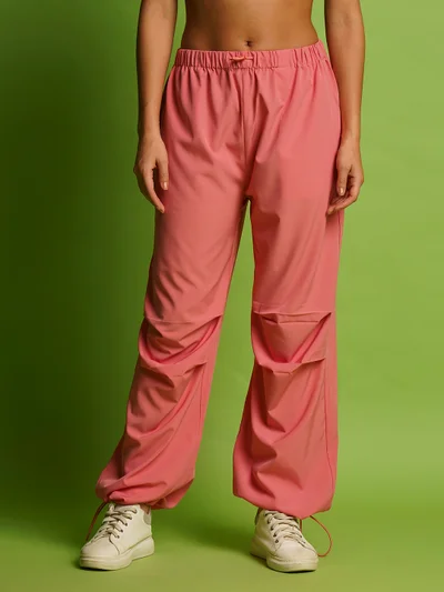globus Women Mid Rise Loose Fit Parachute Trousers
