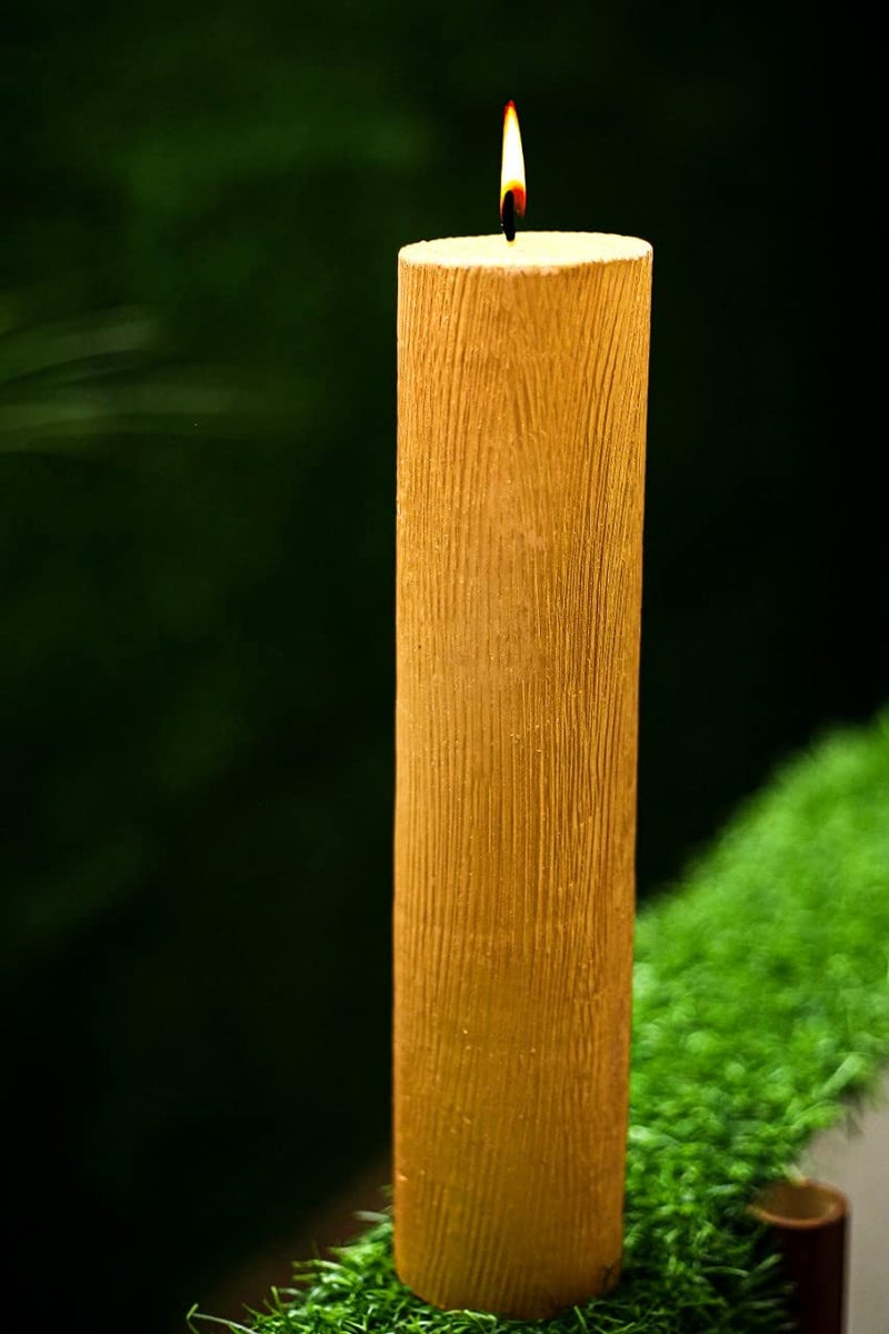 Floryn Decor® Rustic Finish Gold Big Pillar Candle | Big 3 * 12 inch… - Image 5