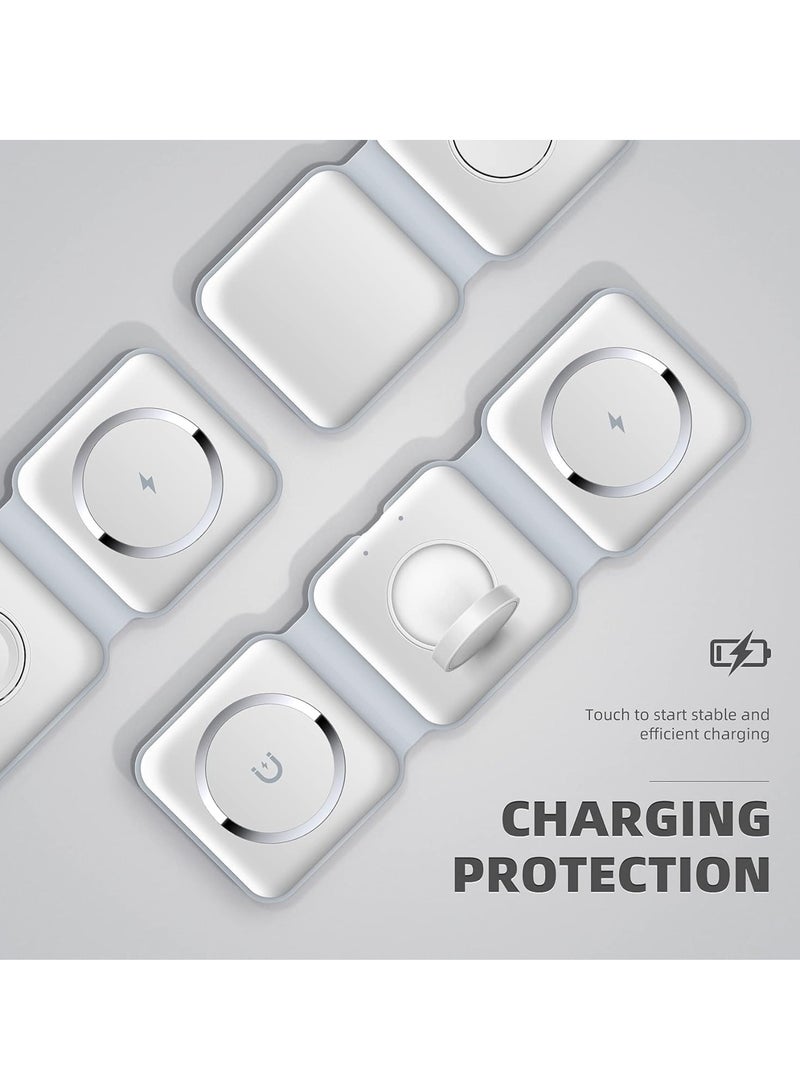 JAJEEK "NEW 3-in-1 Foldable Magnetic Wireless Charger – 15W Mag-Safe Charging Station for iPhone, Apple Watch & AirPods (White)" - Image 5