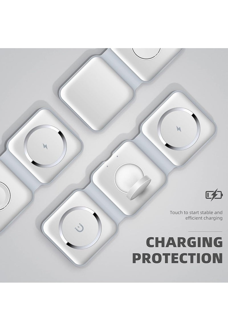 JAJEEK "NEW 3-in-1 Foldable Magnetic Wireless Charger – 15W Mag-Safe Charging Station for iPhone, Apple Watch & AirPods (White)" - Image 2