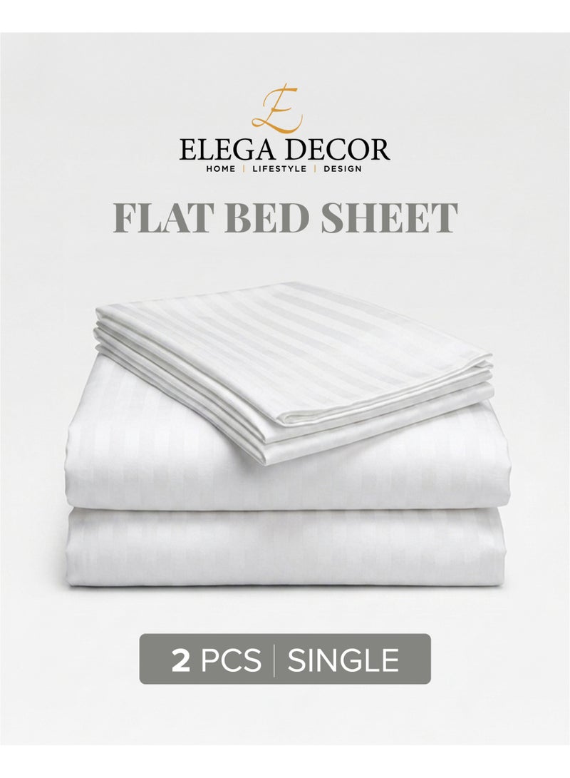 Elega Decor 210TC Cotton Satin Single Strpies Bed Sheet Set 2PC | Soft Breathable Satin Flat Sheet 180x260 cm | 1 pillowcase 50x75 cm | OEKO-TEX & ECAS Certified - Image 5