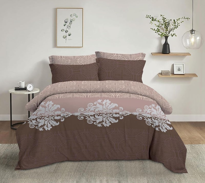 AMALI 6 Pieces Bedsheet Set King Size (200 x 200+35cm) Polycotton Including 1 Duvet Cover 1 Fitted Sheet 2 Oxford & 2 Standard Pillowcases Durable & Long Lasting Quality - Image 1