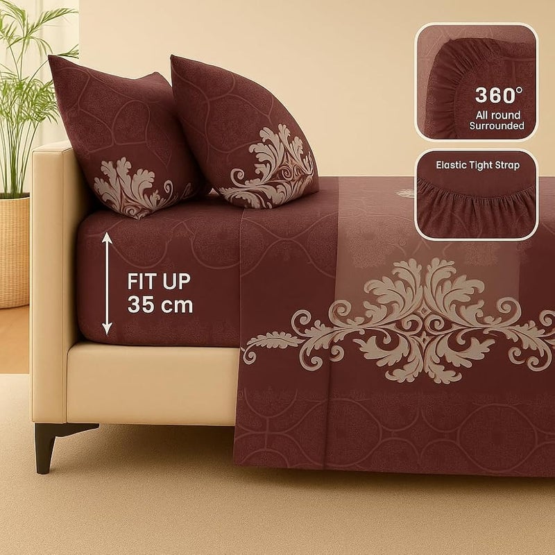 AMALI 6 Pieces Bedsheet Set King Size (200 x 200+35cm) Polycotton Including 1 Duvet Cover 1 Fitted Sheet 2 Oxford & 2 Standard Pillowcases Durable & Long Lasting Quality - Image 3