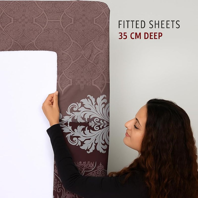 AMALI 6 Pieces Bedsheet Set King Size (200 x 200+35cm) Polycotton Including 1 Duvet Cover 1 Fitted Sheet 2 Oxford & 2 Standard Pillowcases Durable & Long Lasting Quality - Image 5