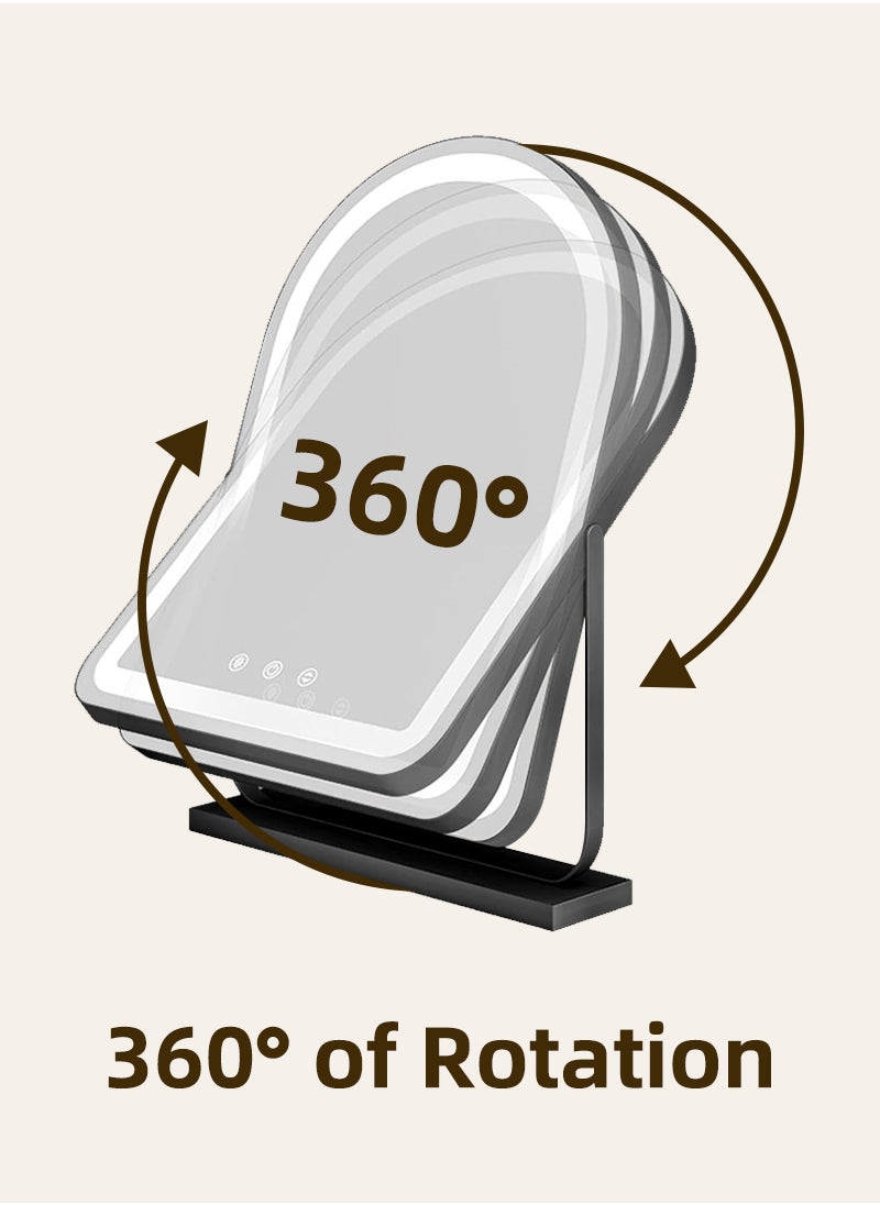 إي تي جي مرآة فانيتي مع أضواء، مرآة مكياج مضيئة مع دوران 360 درجة، مرآة هوليوود مع 3 أوضاع ألوان وسطوع قابل للتعديل لسطح المكتب وغرفة النوم (40*55 سم)  - Image 5