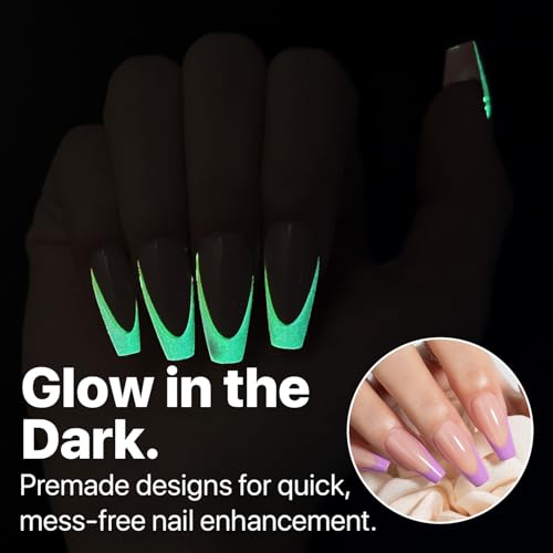 SXC Cosmetics X-Pro Tips French Tip Press On Nails - Bright Pastel Glow in the Dark Series (GLOW120KIT-M Coffin) - Image 2