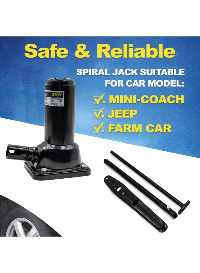 100مايلز رافعة سيارات ميكانيكية (طراز "Bottle Jack") من "100Miles" بحمولة 2 طن (2000 كجم)، تتميز بهيكل فولاذي وآلية لولبية، وهي رافعة محمولة تُشغَّل يدوياً بواسطة مقبض؛ توفر نطاق رفع يتراوح بين 180 مم و390 مم، وتناسب سيارات الركاب والمركبات الرياضية متعددة الأغراض (SUV). - Image 4