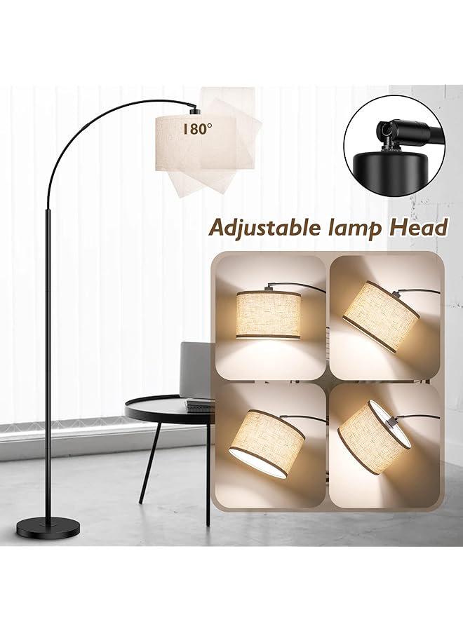 إيروريكس مصابيح أرضية مقوسة لغرفة المعيشة، مصباح قائم حديث مع جهاز تحكم عن بعد مع إمكانية التعتيم بدون خطوات، مصباح أرضي طويل أسود فوق الأريكة، مصباح قراءة مقوس لغرفة النوم والمكتب، لمبة متضمنة - Image 5