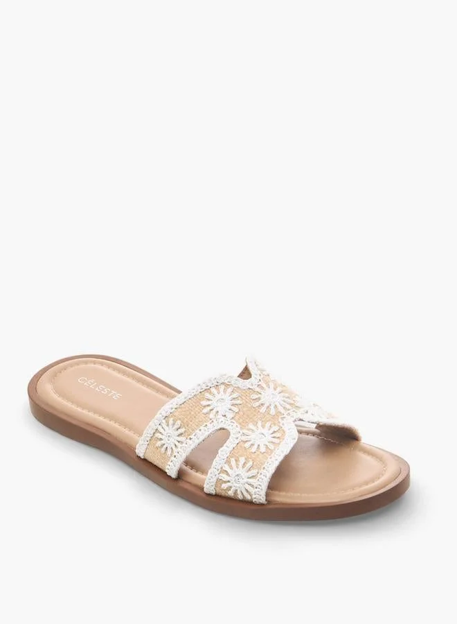 سيليست Women Floral Embroidered Flat Sandals