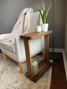 Umark Side Table with Lower Shelf for Home Decor,Living Room, Single Sofa Table Natural Finish - Image 3